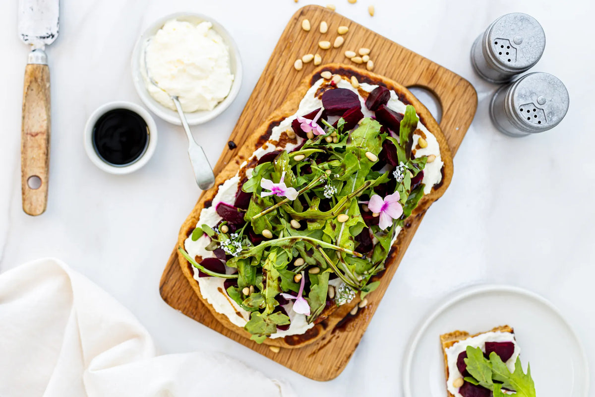 Mannabrew-Roasted Beetroot and Whipped Feta Flatbread